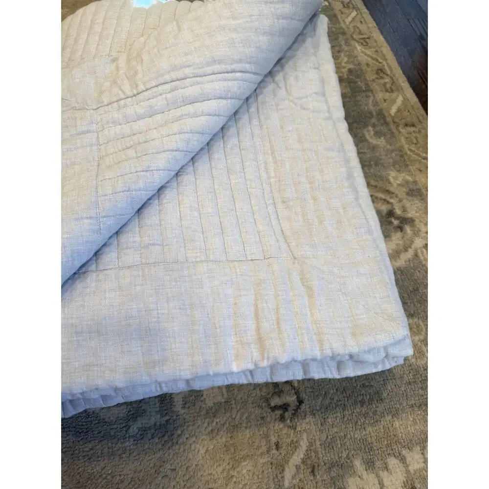 Nordstrom 100% Organic Cotton Twill Quilt Grey Sz King NEW